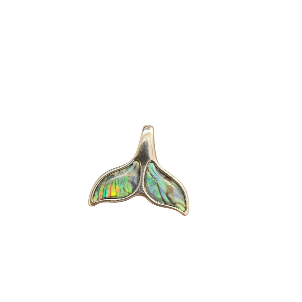 Silver Abalone inlay Whale Tail Fin Pendant